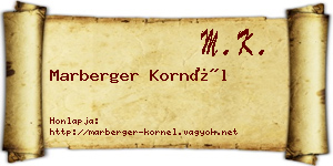 Marberger Kornél névjegykártya